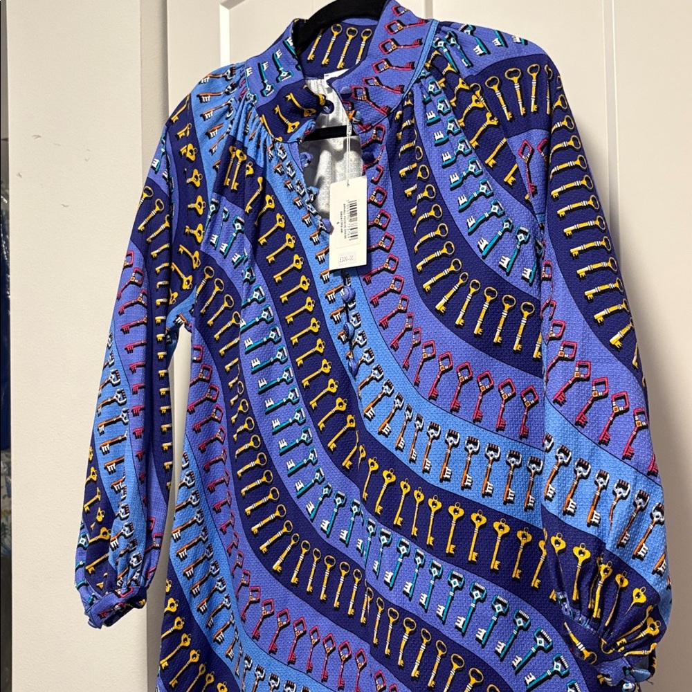 NWT [Paolita] London Arnall Phoebe Key Pattern Bright Blue Dress/Tunic Women’s S - Picture 6 of 13